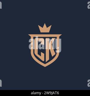 Initial-Logo mit CK-Monogramm und Design-Ideen für Schild und Krone Stock Vektor
