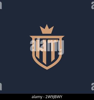 Initiallogo mit HT-Monogramm und Design-Ideen für Schild und Krone Stock Vektor