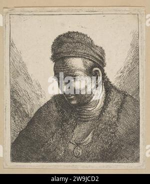 Bardless man in Fur Cloak and Cap: Bust 1942 von David Deuchar Stockfoto