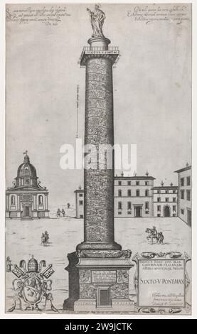 Trajan-Kolumne, aus Speculum Romanae Magnificentiae 1941 von Nicolas Beatrizet Stockfoto