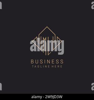 Monogramm ML mit Rautenlinie Logostil, luxuriöses elegantes Logo Design Ideen Vektorgrafik Stock Vektor