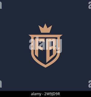 FB-Monogramm-Initiallogo mit Design-Ideen für Schild und Krone Stock Vektor
