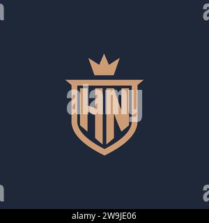 HN-Monogramm-Initiallogo mit Design-Ideen für Schild und Krone Stock Vektor