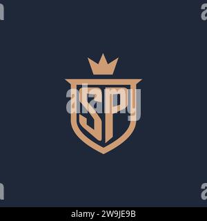 Initial-Logo mit SP-Monogramm und Design-Ideen für Schild und Krone Stock Vektor