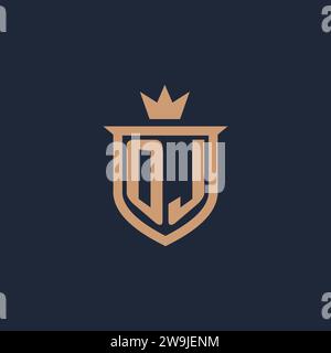 Initial-Logo im OJ-Monogramm mit Design-Ideen im Schild- und Kronenstil Stock Vektor