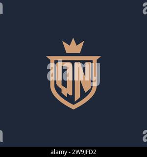 QN-Monogramm-Initiallogo mit Design-Ideen für Schild und Krone Stock Vektor