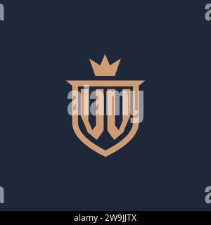 VV-Monogramm-Initiallogo mit Design-Ideen für Schild und Krone Stock Vektor