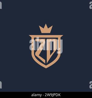 Initial-Logo mit ZD-Monogramm und Design-Ideen für Schild und Krone Stock Vektor