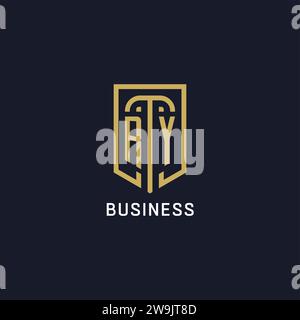 Ursprüngliches RY-Schild-Logo luxuriöser Stil, Creative Company Logo Design Vektorgrafik Stock Vektor