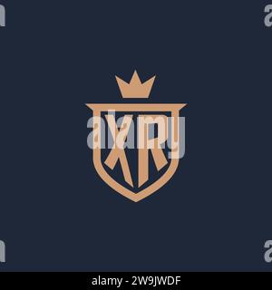 XR-Monogramm-Initiallogo mit Design-Ideen für Schild und Krone Stock Vektor