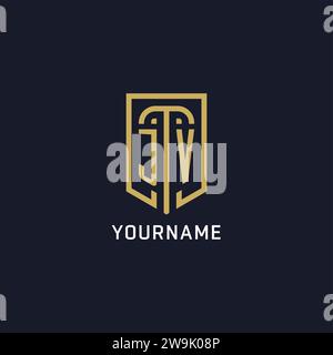 Ursprüngliches JV-Schild-Logo im luxuriösen Stil, kreatives Firmenlogo-Design-Vektorgrafik Stock Vektor