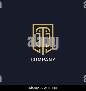 Ursprüngliches JJ Shield Logo luxuriöser Stil, Creative Company Logo Design Vektorgrafik Stock Vektor