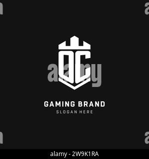 OC-Monogramm-Logo-Initiale mit Krone und Schildschutz-Form-Vektorgrafik Stock Vektor