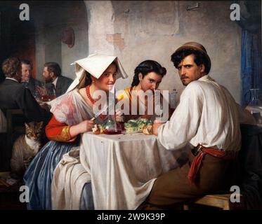 In einer römischen Osteria - Carl Bloch, 1866 Stockfoto