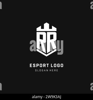 Initial des RR-Monogrammlogos mit Krone- und Schildschutzform-Vektorgrafik Stock Vektor