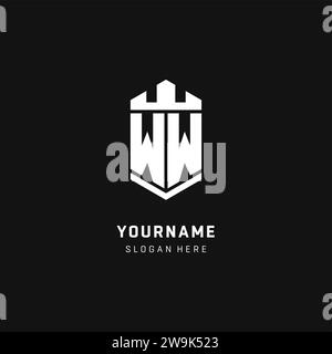 WW-Monogramm-Initiale mit Krone und Schildschutz-Form-Vektorgrafik Stock Vektor
