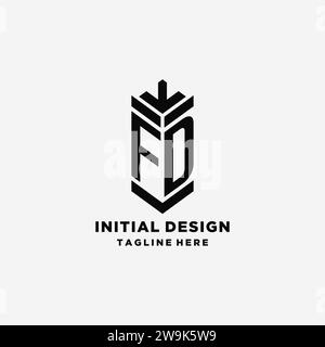 Initialen FD Shield Logo Design, kreative Monogramm Logo Inspiration Vektorgrafik Stock Vektor