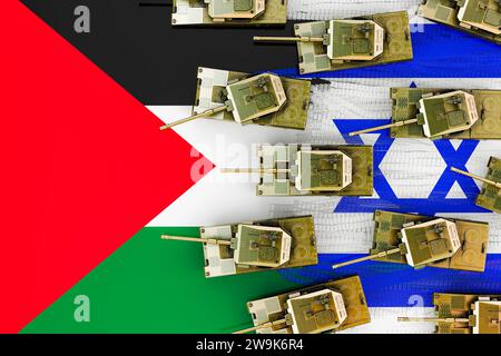 Israelisch-palästinensischer Konflikt, 3D-Rendering Stockfoto
