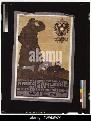 Zeichnet die sechste österreichische kriegsanleihe - W. Kühn, Innsbruck. Stockfoto