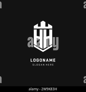 HH-Monogramm-Logo-Initiale mit Krone und Schildschutz-Form-Vektorgrafik Stock Vektor