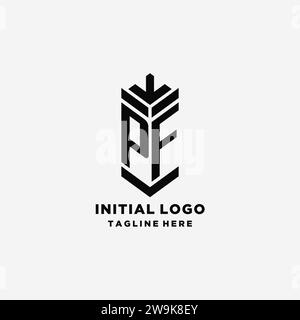 Initialen PF Shield Logo Design, kreative Monogramm Logo Inspiration Vektorgrafik Stock Vektor