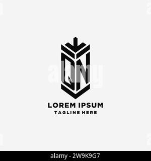 Initialen QN Shield Logo Design, kreative Monogramm Logo Inspiration Vektor Grafik Stock Vektor