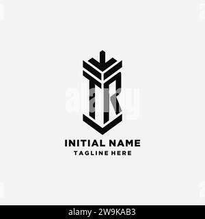 Initialen TR Shield Logo Design, kreative Monogramm Logo Inspiration Vektor Grafik Stock Vektor