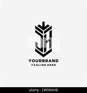 Initialen JH Shield Logo Design, kreative Monogramm Logo Inspiration Vektorgrafik Stock Vektor