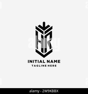 Initialen HR Shield Logo Design, kreative Monogramm Logo Inspiration Vektorgrafik Stock Vektor