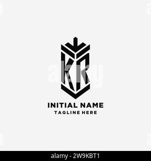 Initialen des KR-Shield-Logos, kreative Vektorgrafik mit Monogramm-Logo Stock Vektor