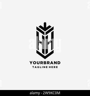 Initialen HH Shield Logo Design, kreative Monogramm Logo Inspiration Vektorgrafik Stock Vektor