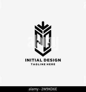 Initialen PQ Shield Logo Design, kreative Monogramm Logo Inspiration Vektor Grafik Stock Vektor