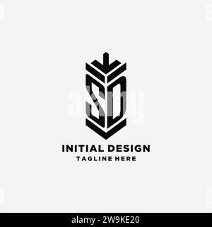 Initialen des SD-Shield-Logos, kreative Vektorgrafik mit Monogramm-Logo Stock Vektor