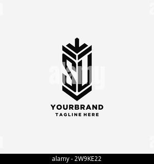 Initialen SU Shield Logo Design, kreative Monogramm Logo Inspiration Vektorgrafik Stock Vektor