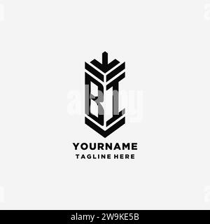 Initialen BI Shield Logo Design, kreative Monogramm Logo Inspiration Vektorgrafik Stock Vektor