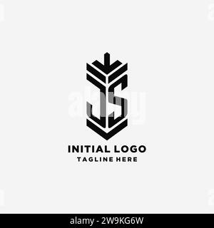 Initialen JS Shield Logo Design, kreative Monogramm Logo Inspiration Vektorgrafik Stock Vektor