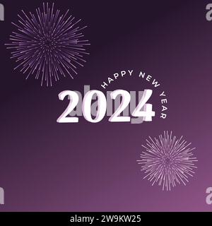 Das Jahr 2024 wünscht Ihnen ein sehr frohes neues Jahr 2024 Stock Vektor
