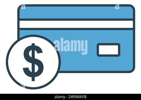 Kreditkartensymbol, Dollar. Symbol für Finanzen. Symbolstil durchgehend. Elementabbildung Stock Vektor