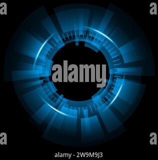 hud Circle Blue Glow Holografie mit futuristischem Design Stockfoto