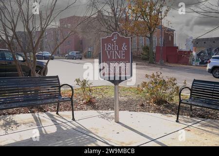 Kansas City, Missouri - 28. Dezember 2023: 18th und Vine Jazz District in KC Stockfoto