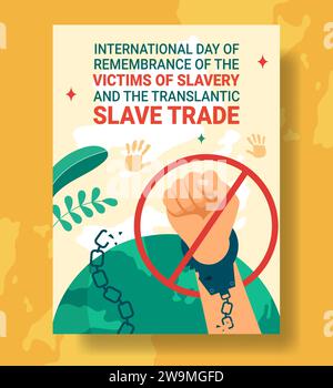 Erinnerung an die Opfer der Sklaverei und der Transatlantische Sklavenhandel Tag vertikale Poster flache Cartoon Hand gezeichnete Vorlagen Hintergrund Illustration Stock Vektor