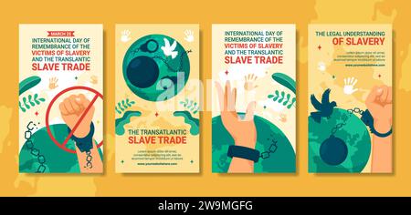 Erinnerung an die Opfer der Sklaverei und des Transatlantischen Sklavenhandels Tag Social Media Geschichten Cartoon Hand gezeichnete Vorlagen Hintergrund Illustration Stock Vektor