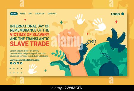 Erinnerung an die Opfer der Sklaverei und der Transatlantische Sklavenhandel Tag Social Media Landing Page Cartoon Templates Hintergrund Illustration Stock Vektor