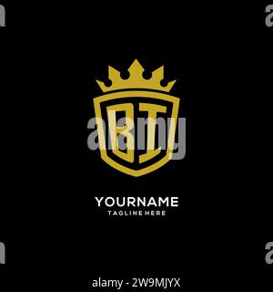 Initial BI Logo Schild Krone Stil, luxuriöse elegante Monogramm Logo Design Vektorgrafik Stock Vektor