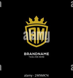 Initial AM Logo Schild Krone Stil, luxuriöse elegante Monogramm Logo Design Vektorgrafik Stock Vektor