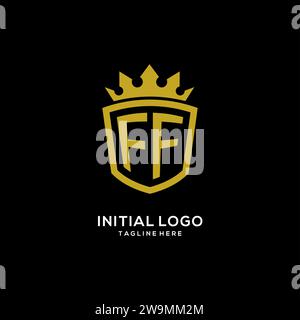 Ursprünglicher FF-Logo-Schildkronenstil, luxuriöse elegante Monogramm-Logo-Design-Vektorgrafik Stock Vektor