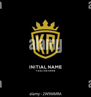 Anfängliche KR-Logo-Schild-Krone-Stil, luxuriöse elegante Monogramm-Logo-Design-Vektorgrafik Stock Vektor