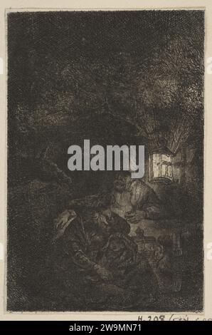 The Rest on the Flight into Egypt: A Night Piece (Reverse copy) 1947 von Rembrandt (Rembrandt van Rijn) Stockfoto