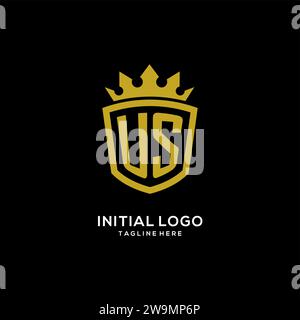 Ursprüngliches US-Logo-Schild Krone-Stil, luxuriöse elegante Monogramm-Logo-Design-Vektorgrafik Stock Vektor