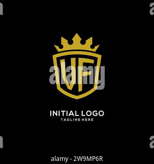 Ursprünglicher VF-Logo-Schild im Kronenstil, luxuriöse elegante Monogramm-Logo-Design-Vektorgrafik Stock Vektor
